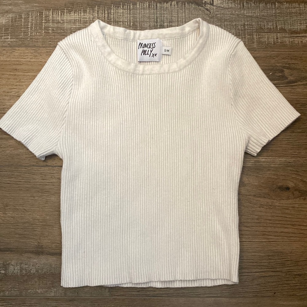 White Ribbed Crop Top